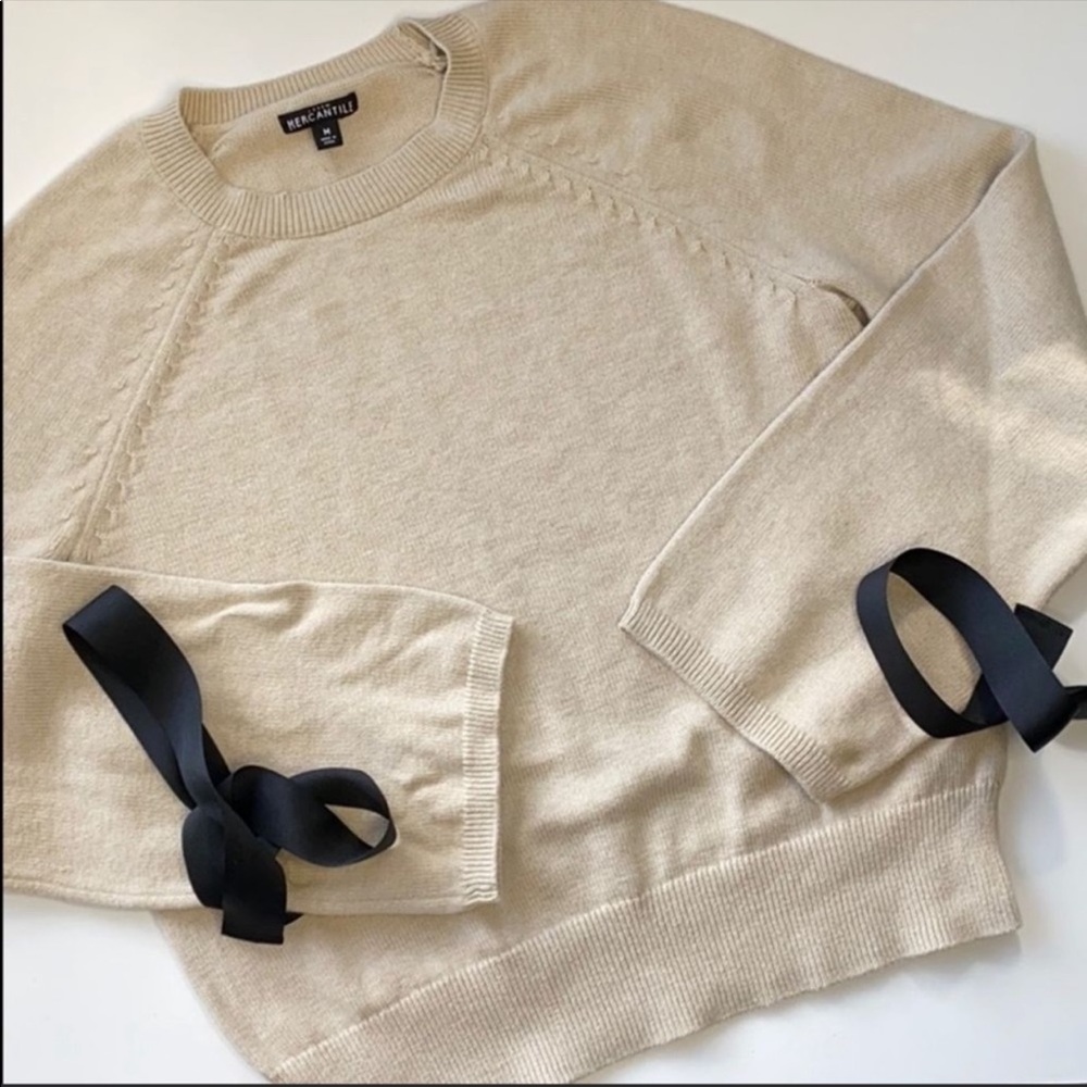 JCrew  J.Crew Bow Sleeves Crew Neck Sweater